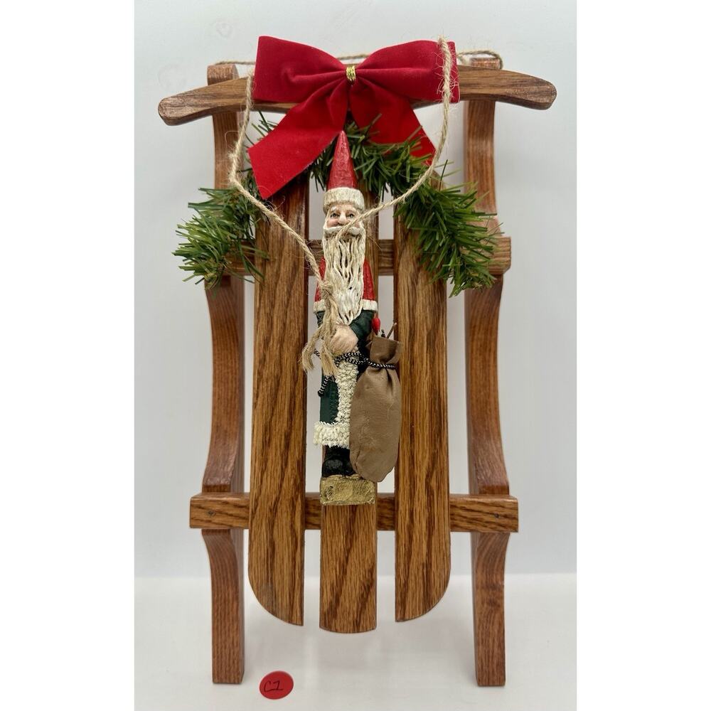 Vintage Merry Christmas Wood Sled Hand Painted 18 X 6.5 Decor Country Cottage